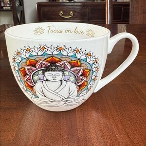 Focus On Love Buddha Mug Harvest Green Studio Bone China Tea Coffee Cup